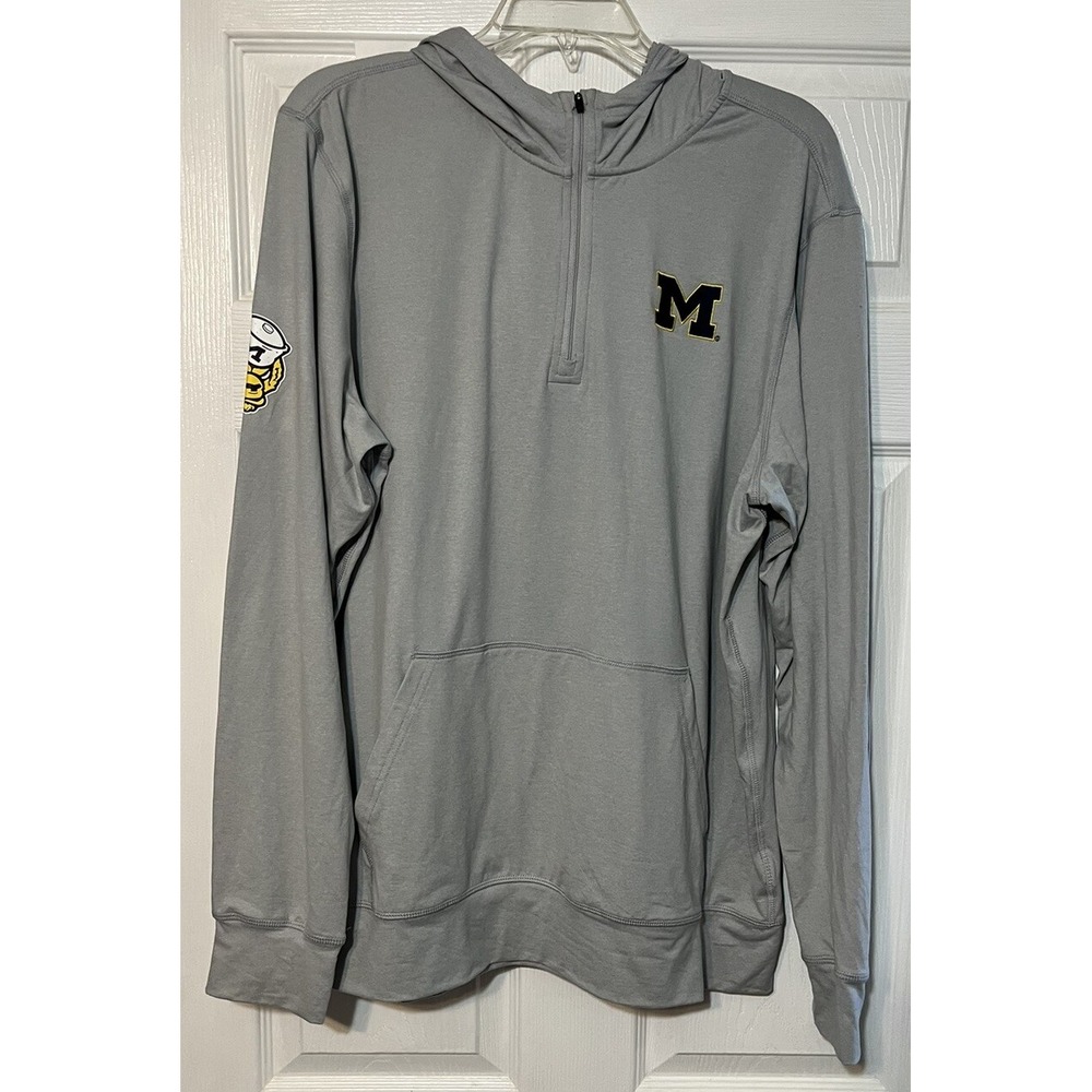 Charles River Michigan Wolverines Lightweight Gray Hoodie Mens L